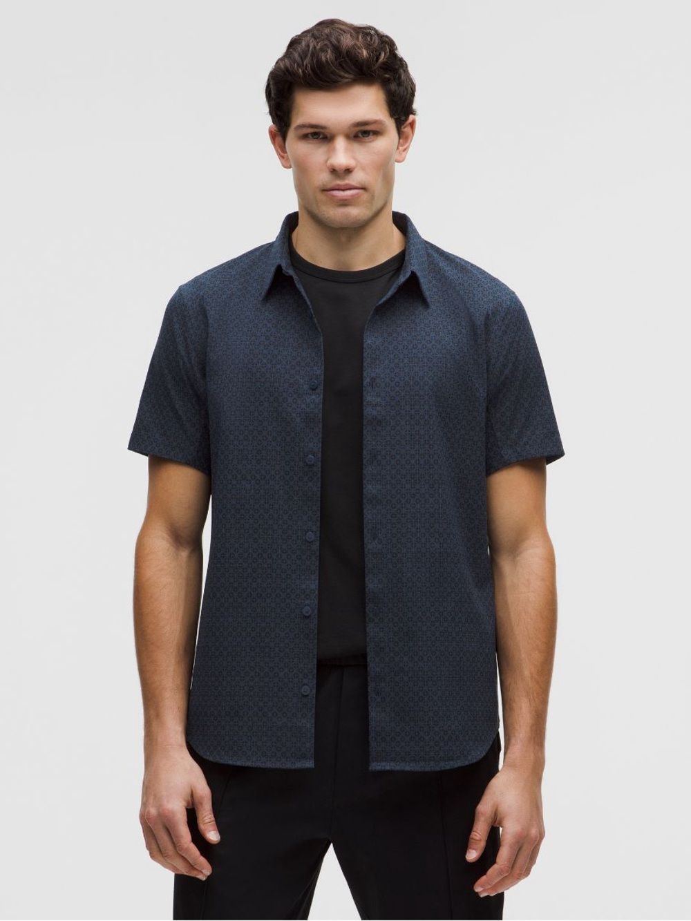 Lululemon Airing Easy Short-Sleeve Shirt - Navy Blue - Size Medium - Button Up